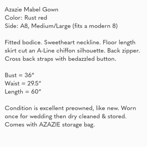 Azazie Mabel gown rust red size A8 - Picture 5 of 5